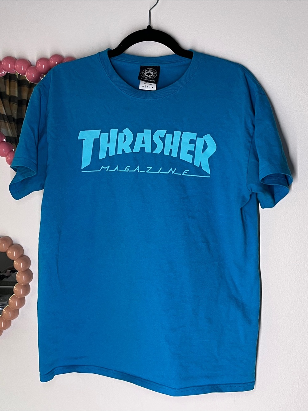 blue thrasher magazine logo t-shirt